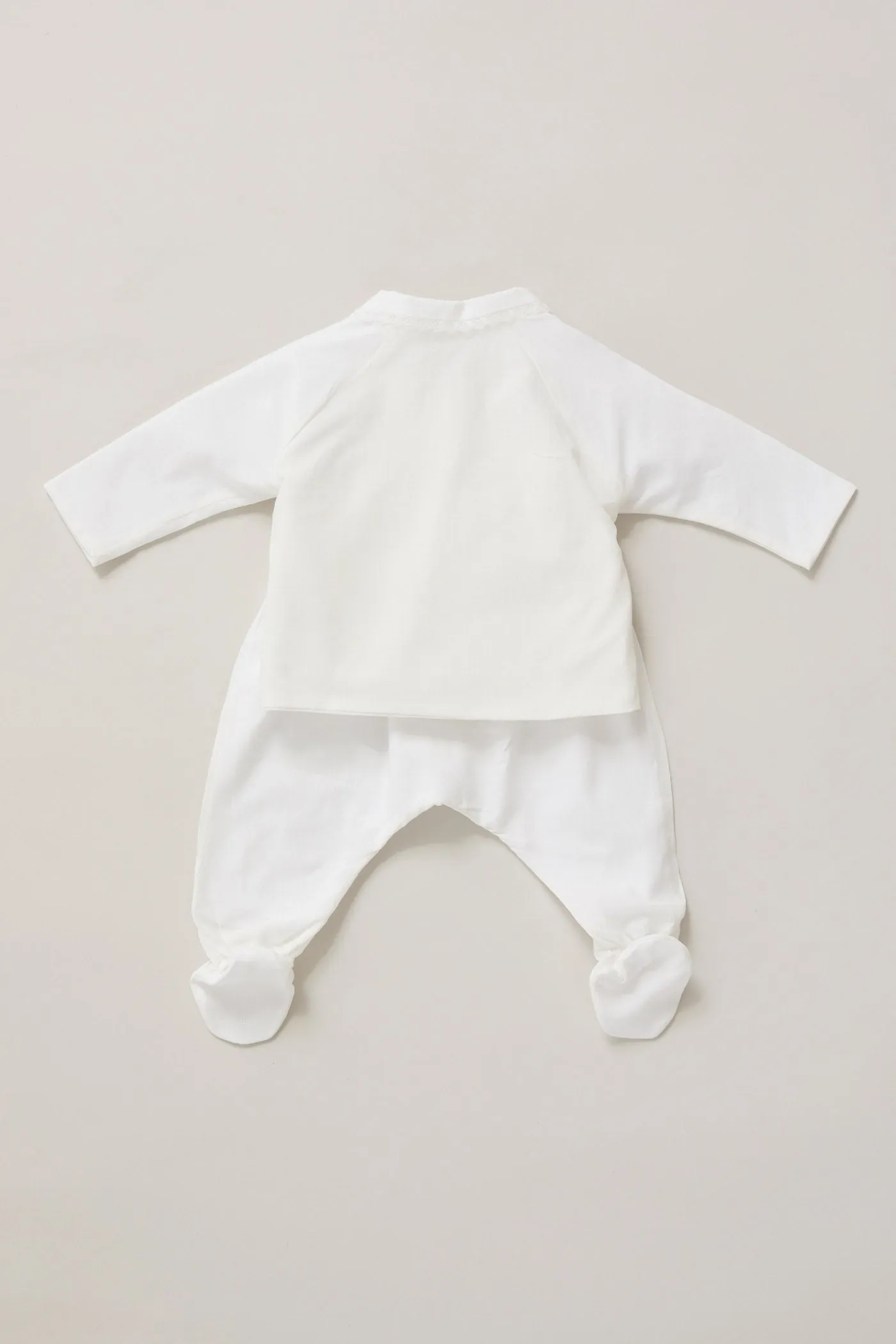 Baby Kimono Set In Pearly White