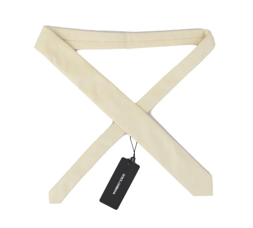 Beige Patterned Silk Tie