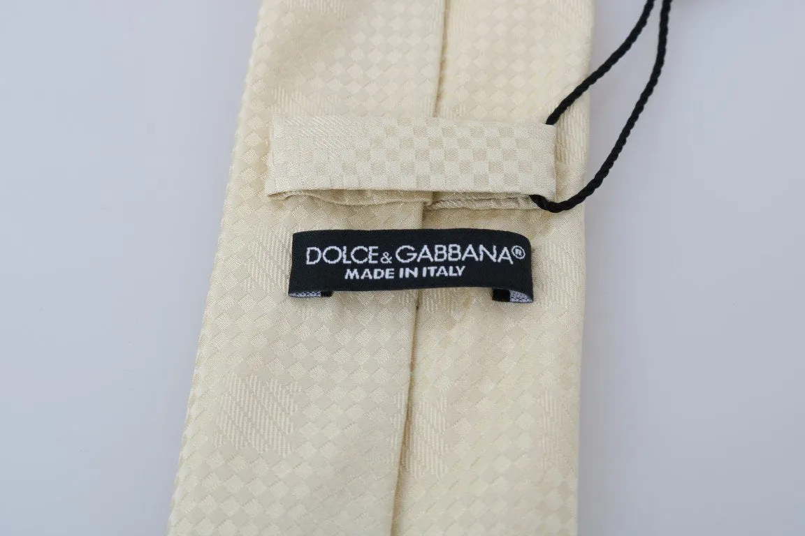 Beige Patterned Silk Tie