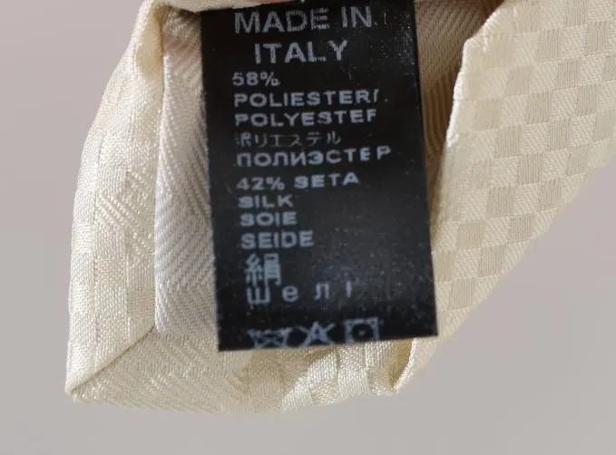Beige Patterned Silk Tie