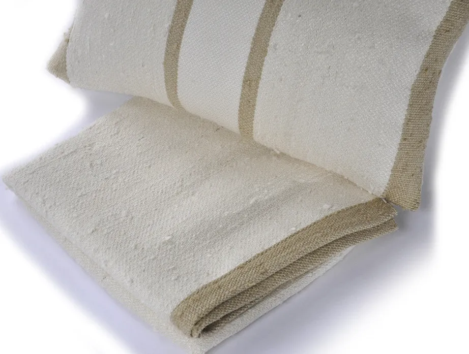 Beige Stripes Raw Silk Lumbar Pillow