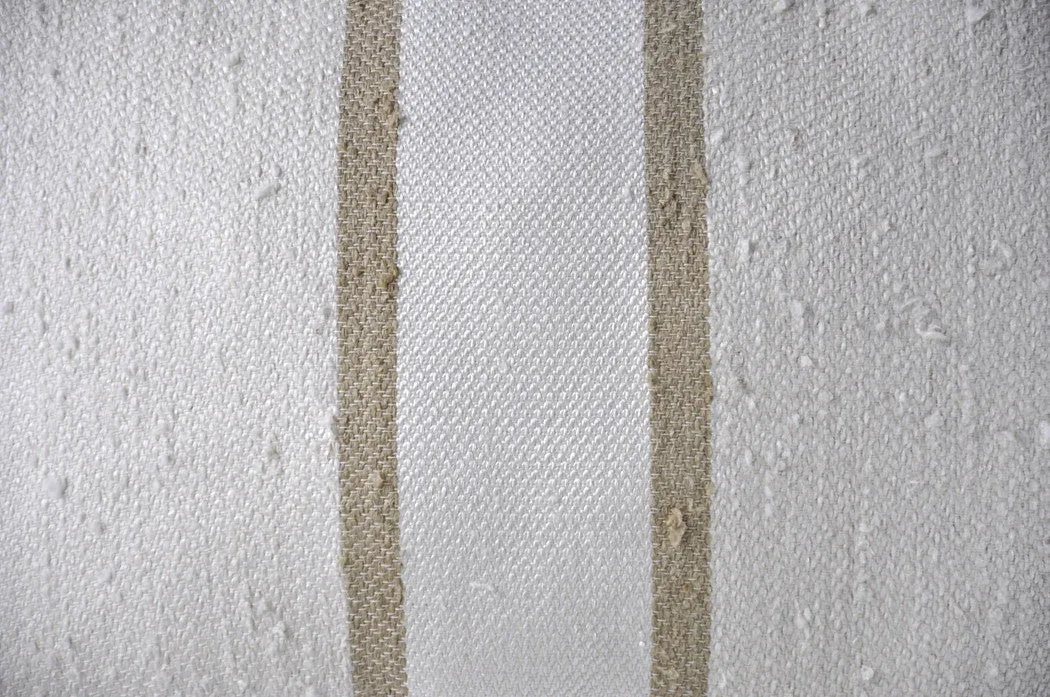 Beige Stripes Raw Silk Lumbar Pillow