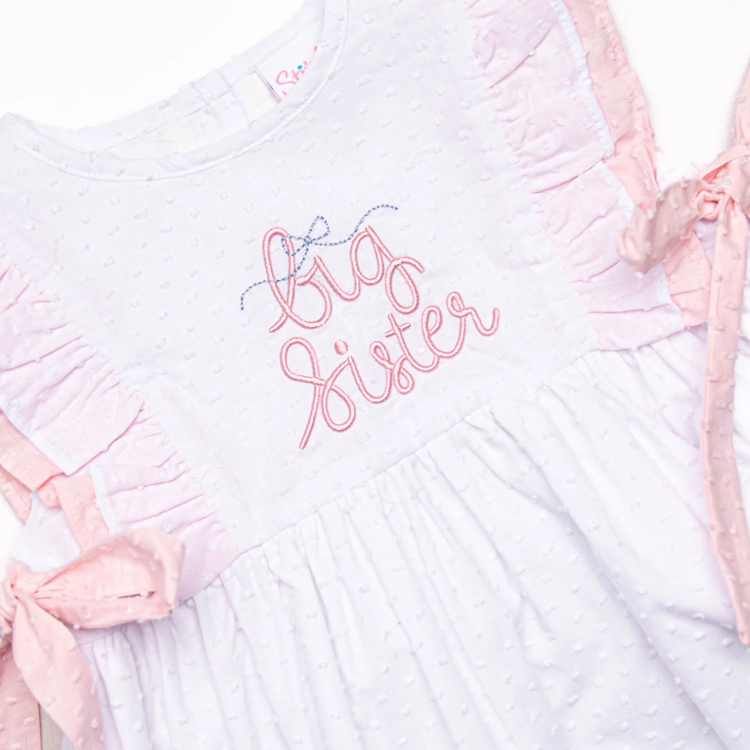 Big Sister Embroidered Dress, White