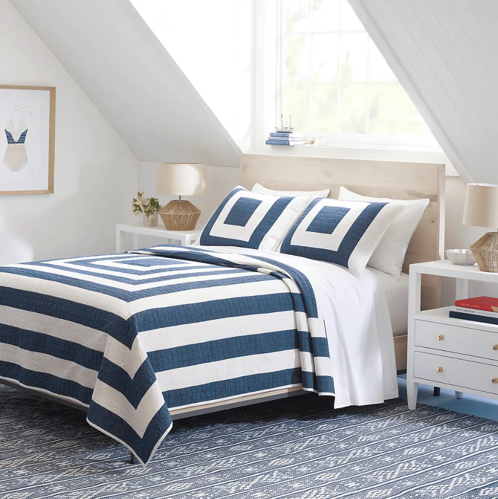 Birch Point Navy Quilted Sham