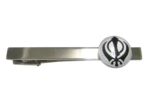 Black and White Toned Khanda Sikh Tie Clip