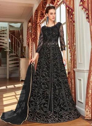Black Heavy Embroidered Lehenga/ Pant Style Anarkali