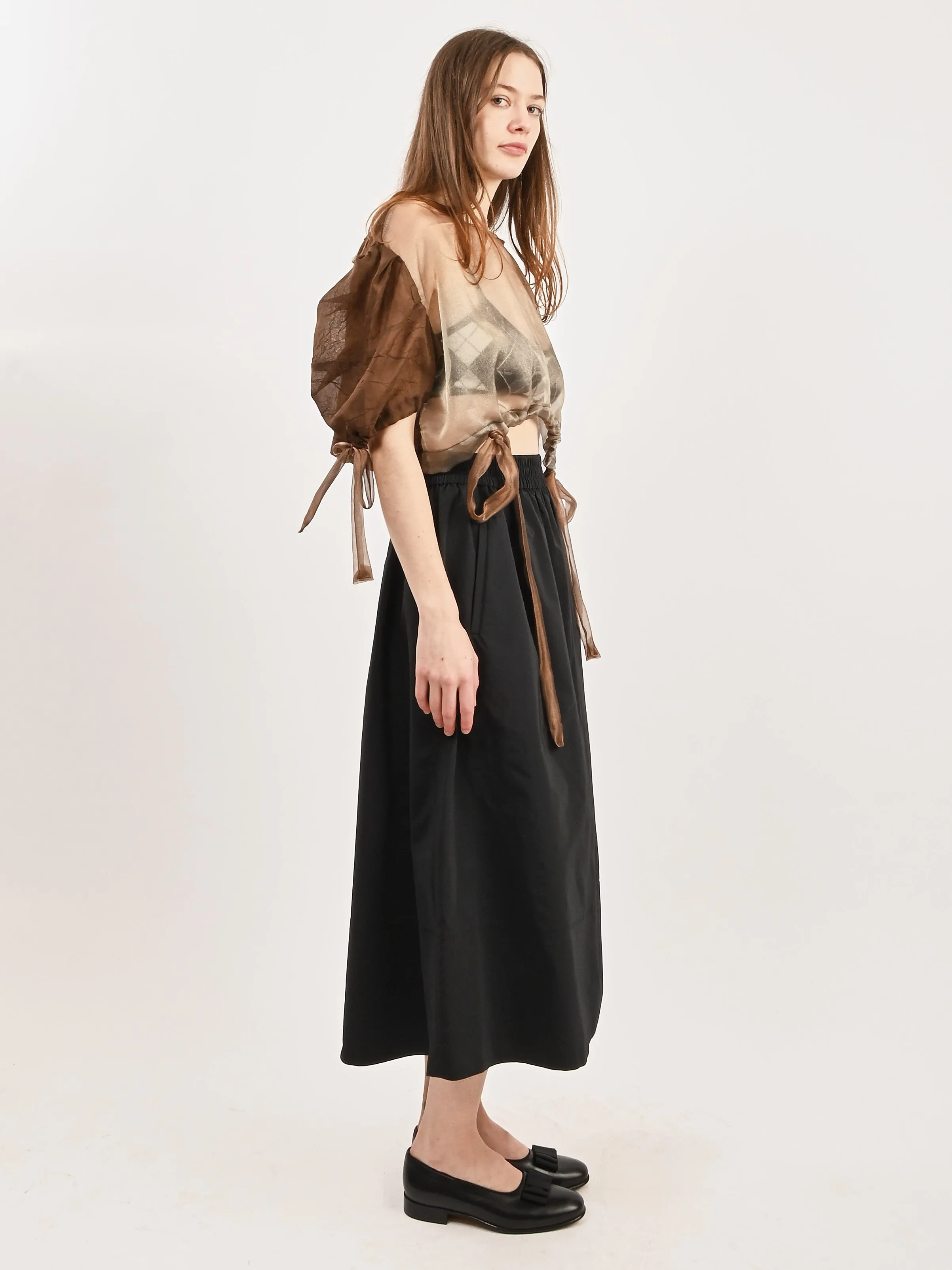 Black Nylon Pull On Full Skirt