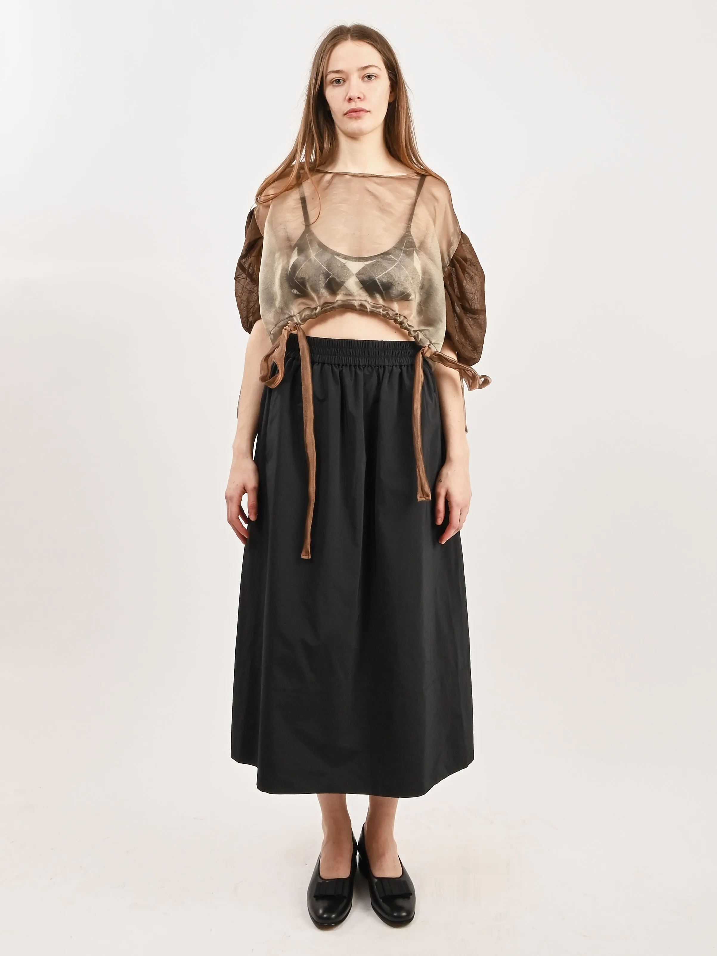 Black Nylon Pull On Full Skirt