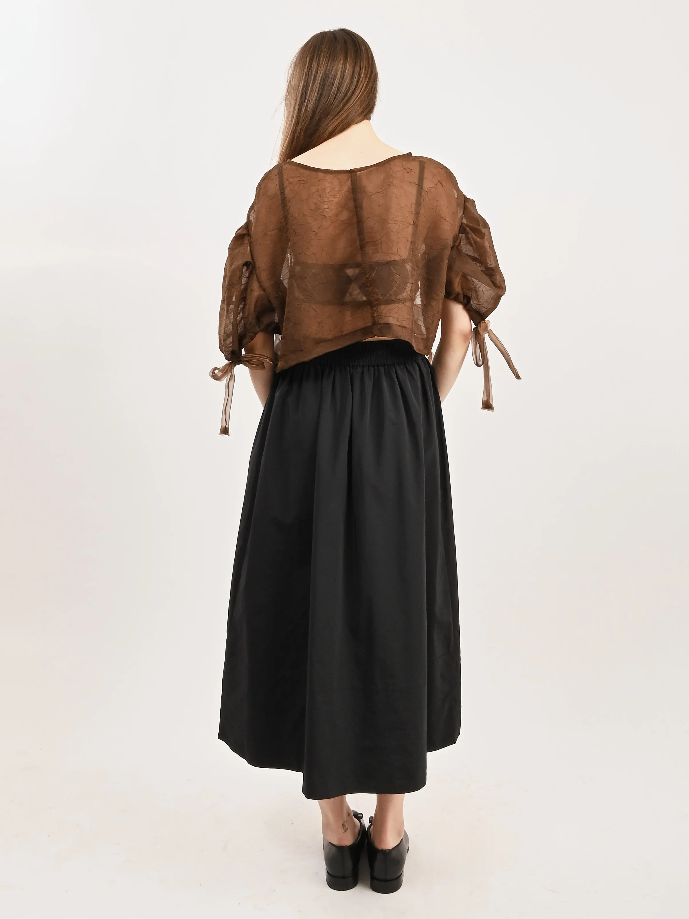 Black Nylon Pull On Full Skirt