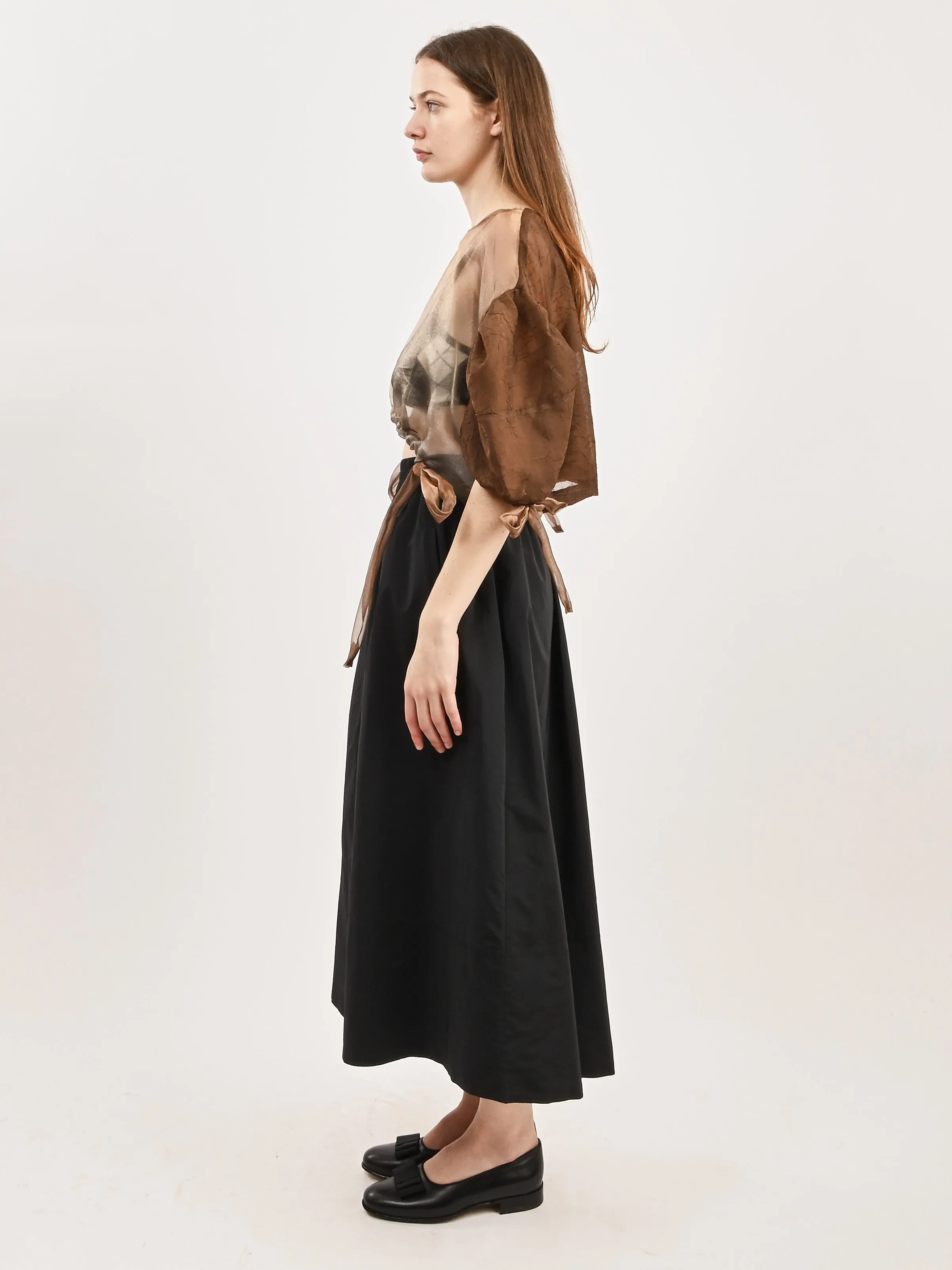 Black Nylon Pull On Full Skirt