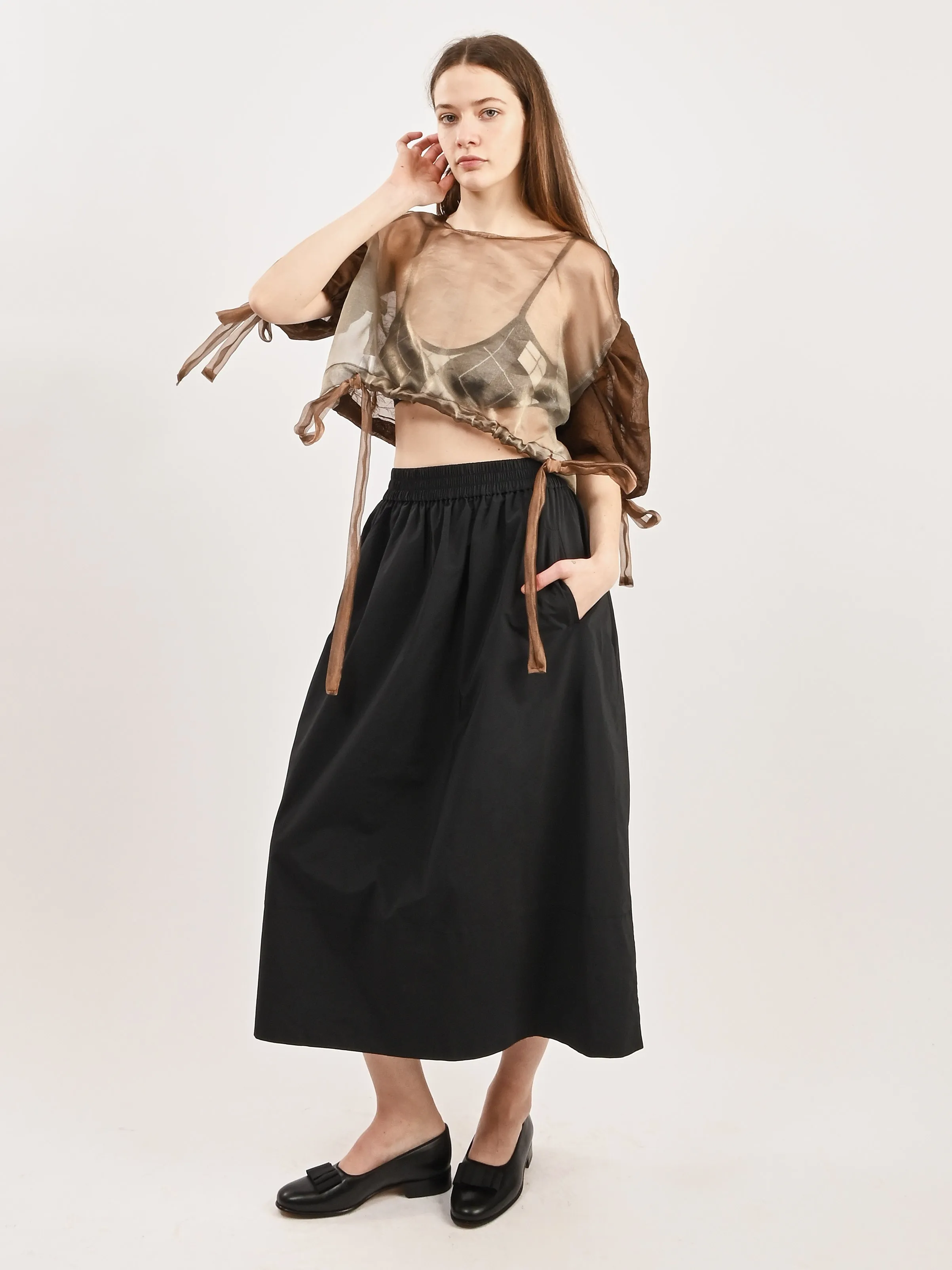 Black Nylon Pull On Full Skirt