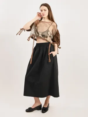 Black Nylon Pull On Full Skirt