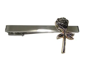 Black Rose Flower Tie Clip