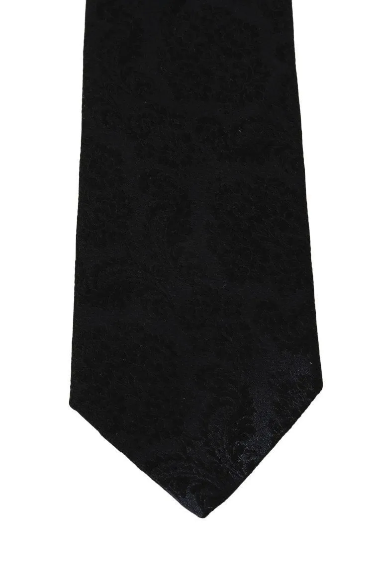 Black Silk Patterned Tie