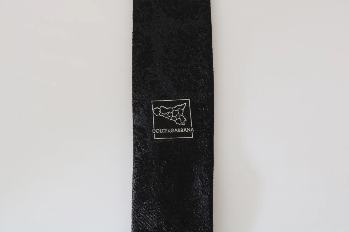 Black Silk Patterned Tie