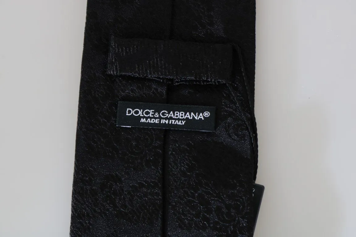 Black Silk Patterned Tie