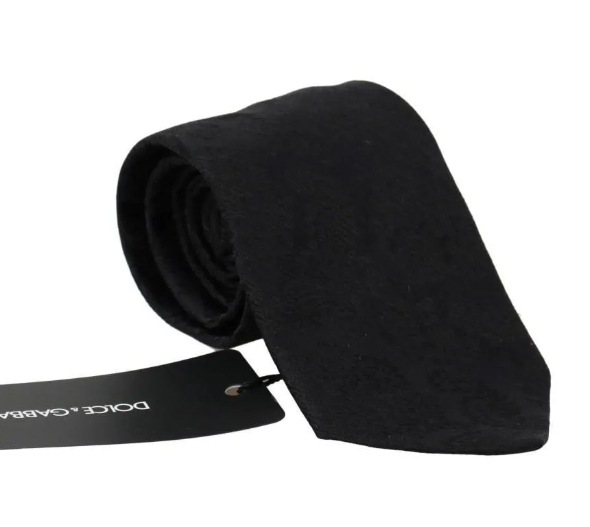 Black Silk Patterned Tie