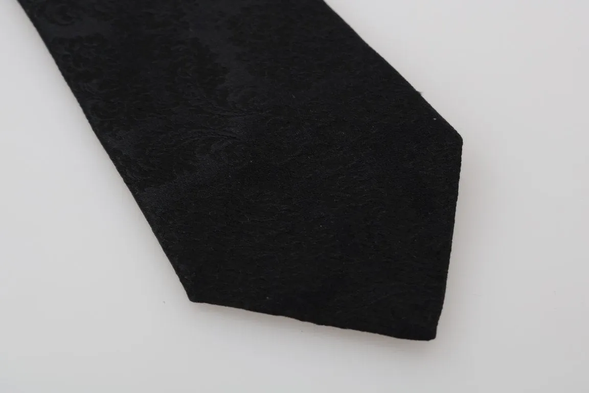 Black Silk Patterned Tie