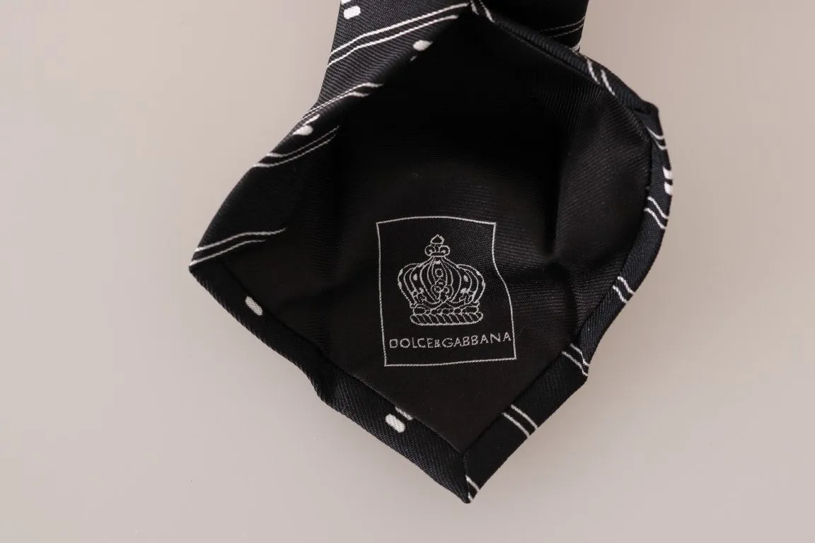 Black Silk White Striped Slim Tie