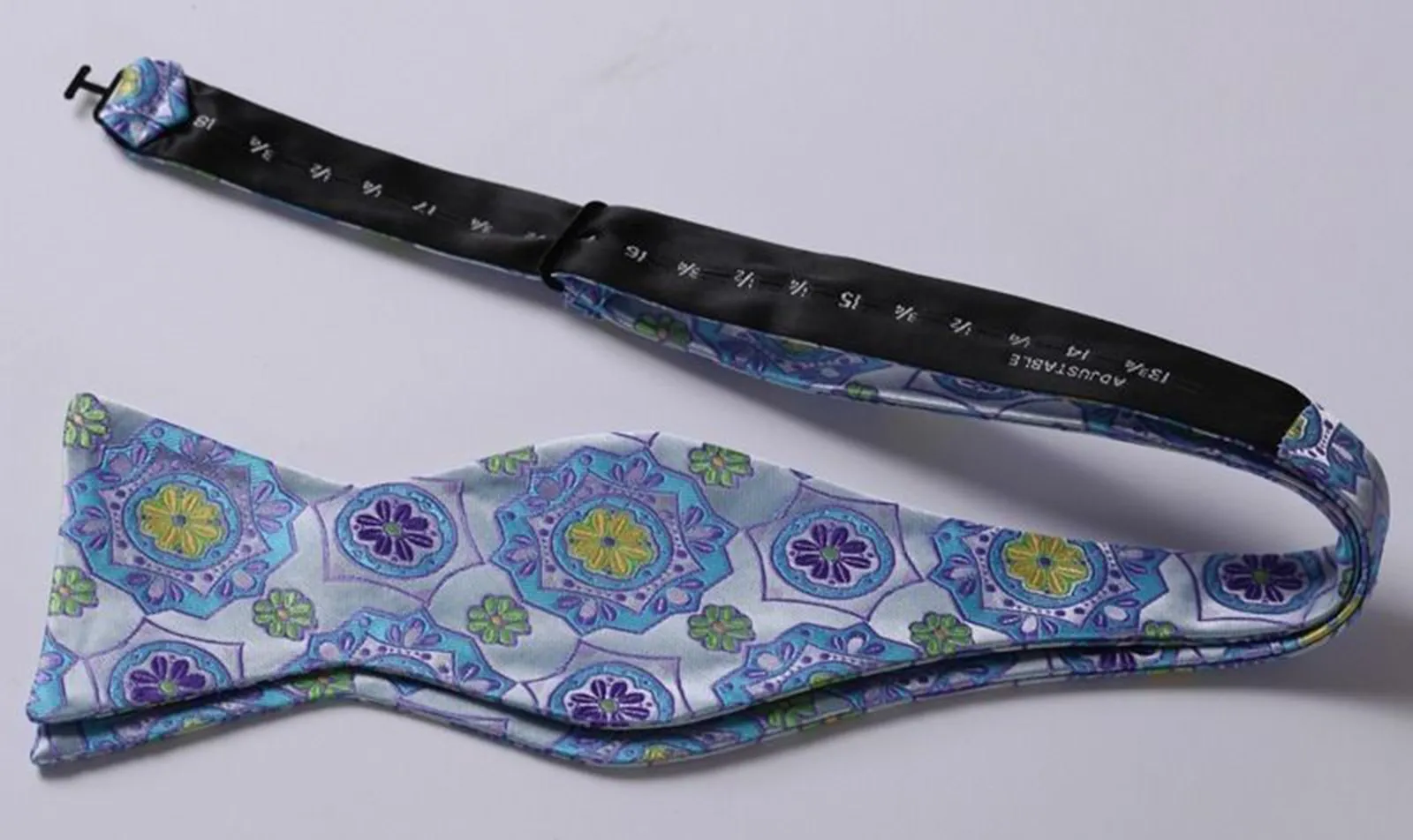 Blue and Yellow Floral Mens Silk Self tie Bow Tie with Pocket Squares Set
