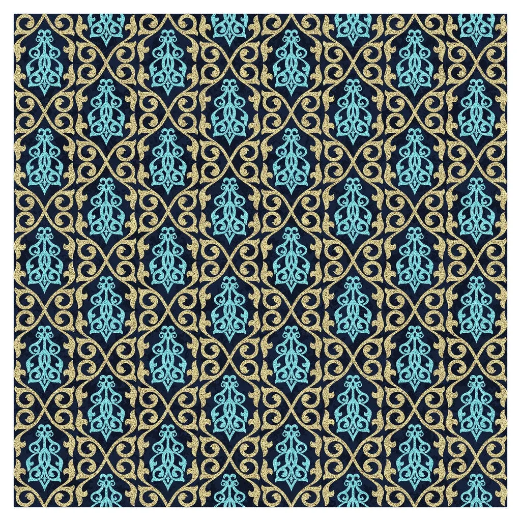 Blue Moroccan Glitter Heat Transfer Vinyl Sheet