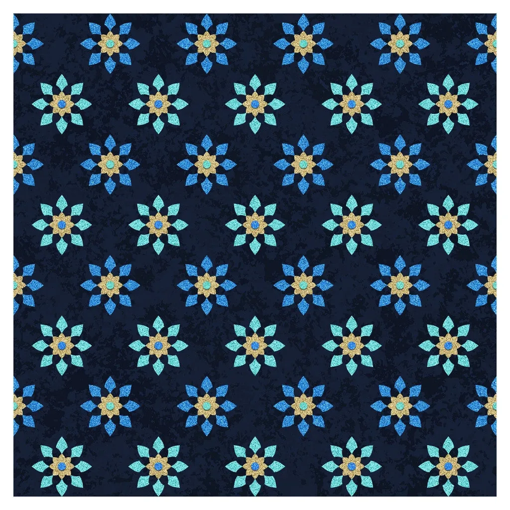 Blue Moroccan Glitter Heat Transfer Vinyl Sheet