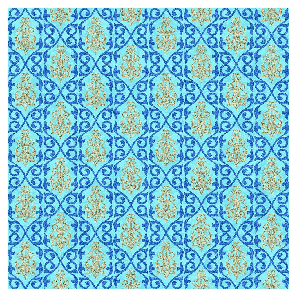 Blue Moroccan Glitter Heat Transfer Vinyl Sheet