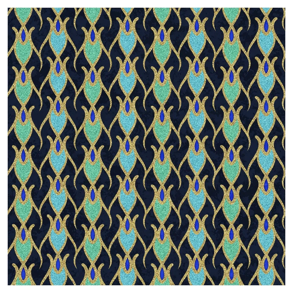 Blue Moroccan Glitter Heat Transfer Vinyl Sheet