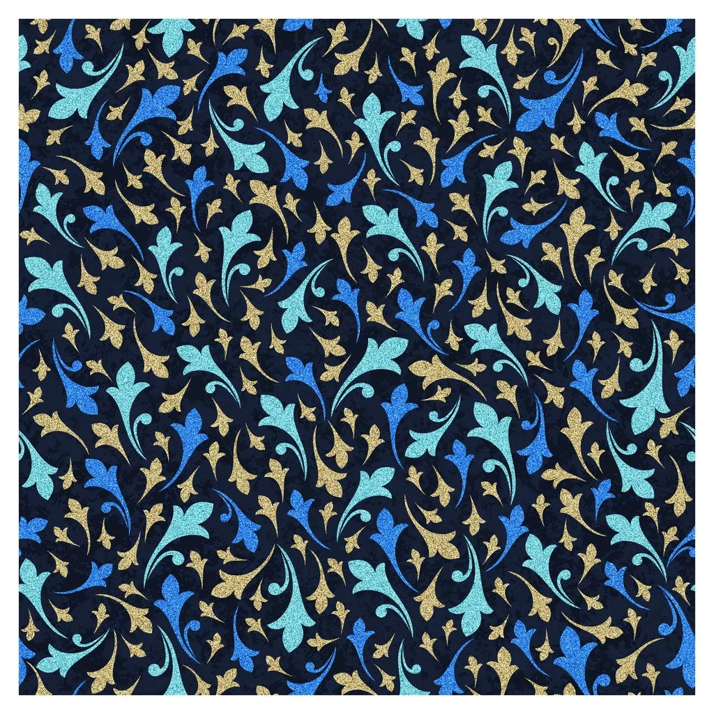 Blue Moroccan Glitter Heat Transfer Vinyl Sheet