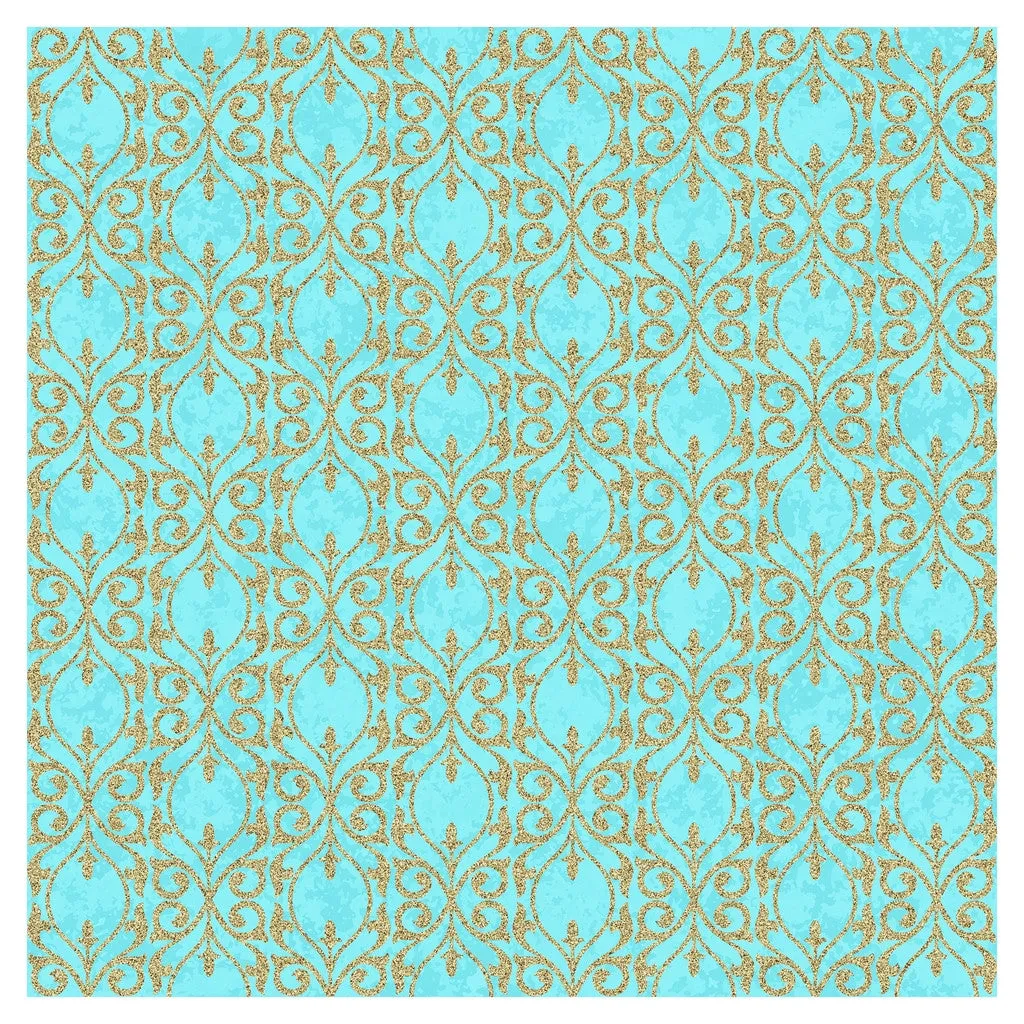 Blue Moroccan Glitter Heat Transfer Vinyl Sheet