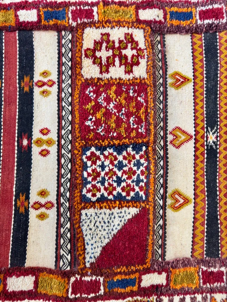 Boho Chic Moroccan Handwoven Wool Rectangular Rug with Abstract Design