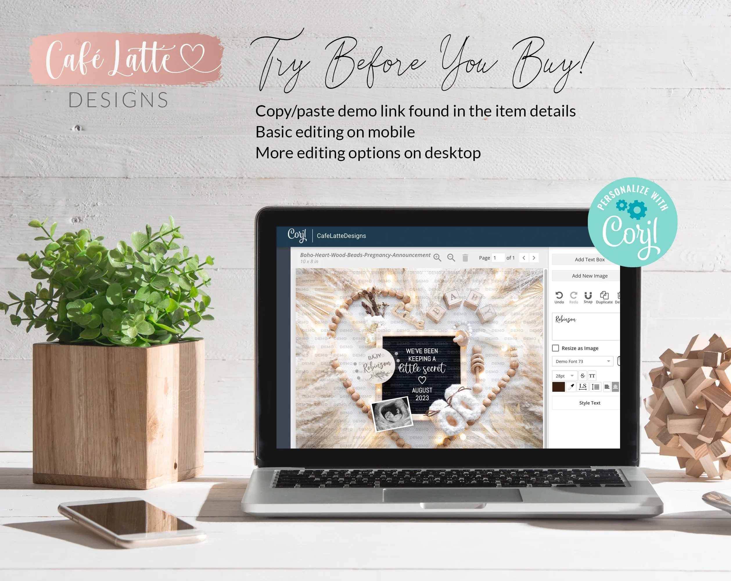 Boho Digital Pregnancy Announcement - Little Secret Heart