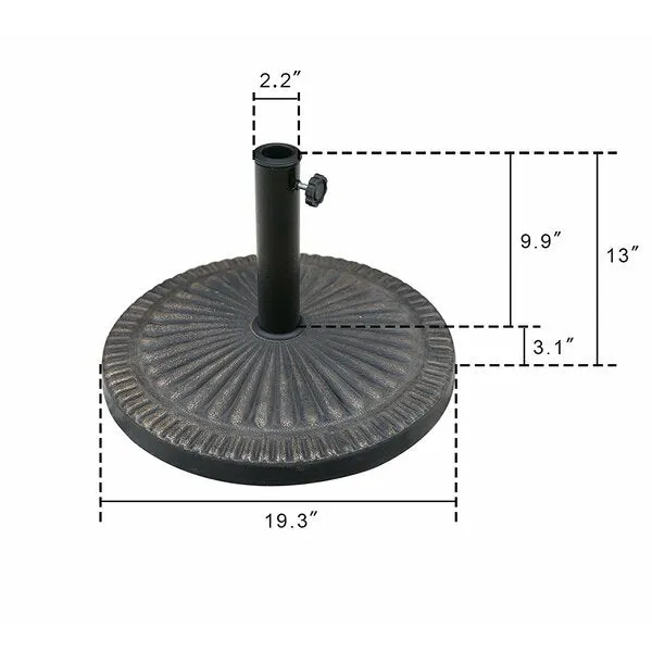 Brand new Konover Resin Free Standing Umbrella Base! Heavy-duty powder-coated steel stem with adjustable tension screw and ring reducers assist to secure most outdoor umbrella pole sizes! Retails $120 