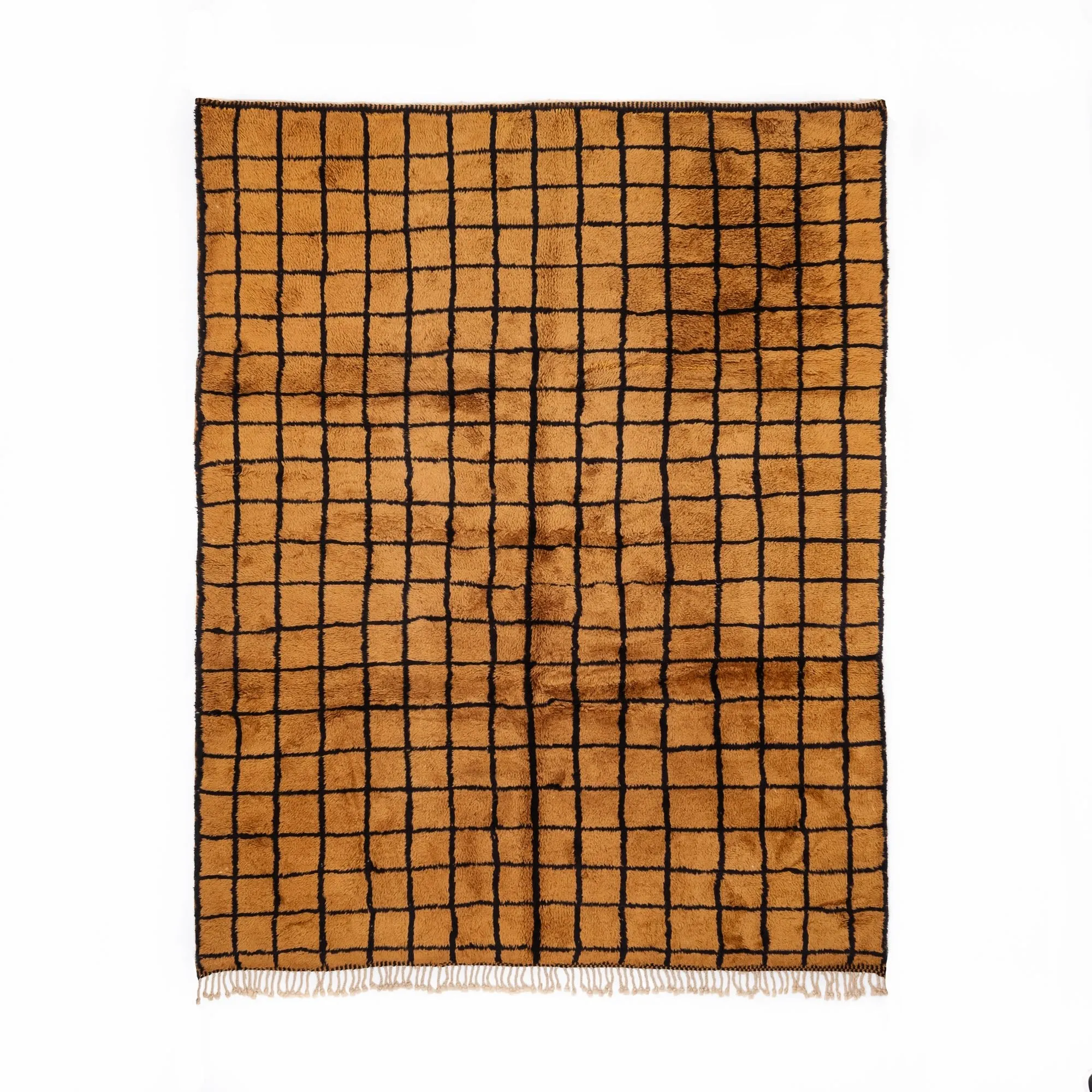 Bronze Grid - Luxury Shag Moroccan Rug
