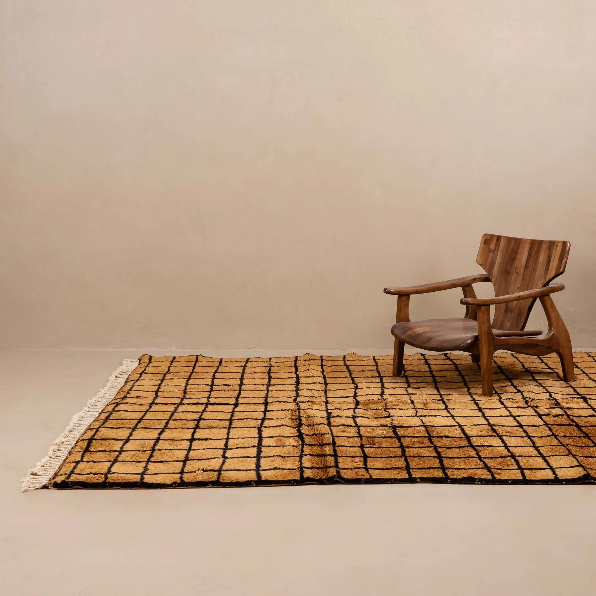 Bronze Grid - Luxury Shag Moroccan Rug