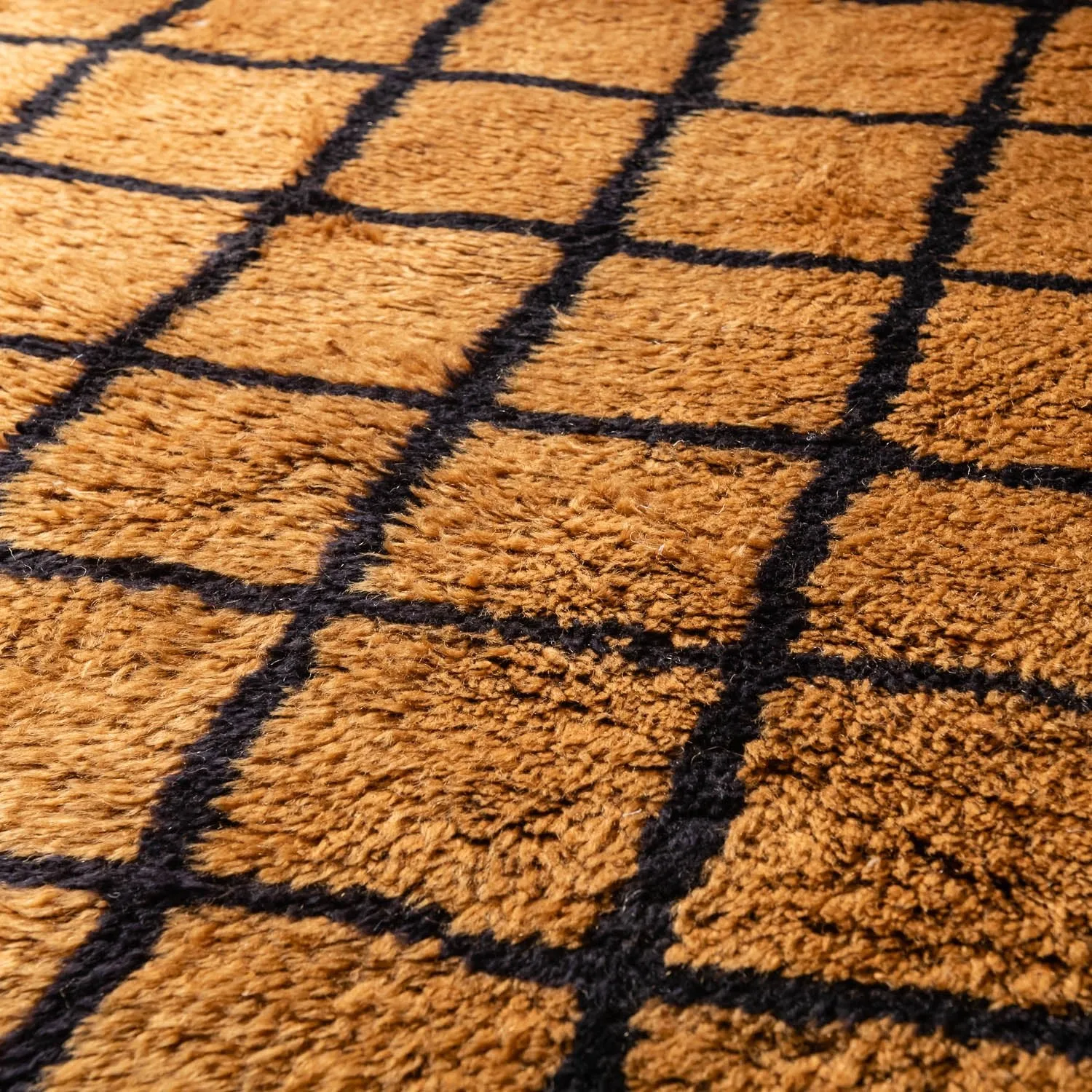 Bronze Grid - Luxury Shag Moroccan Rug