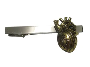 Bronze Toned Large Anatomical Heart Tie Clip