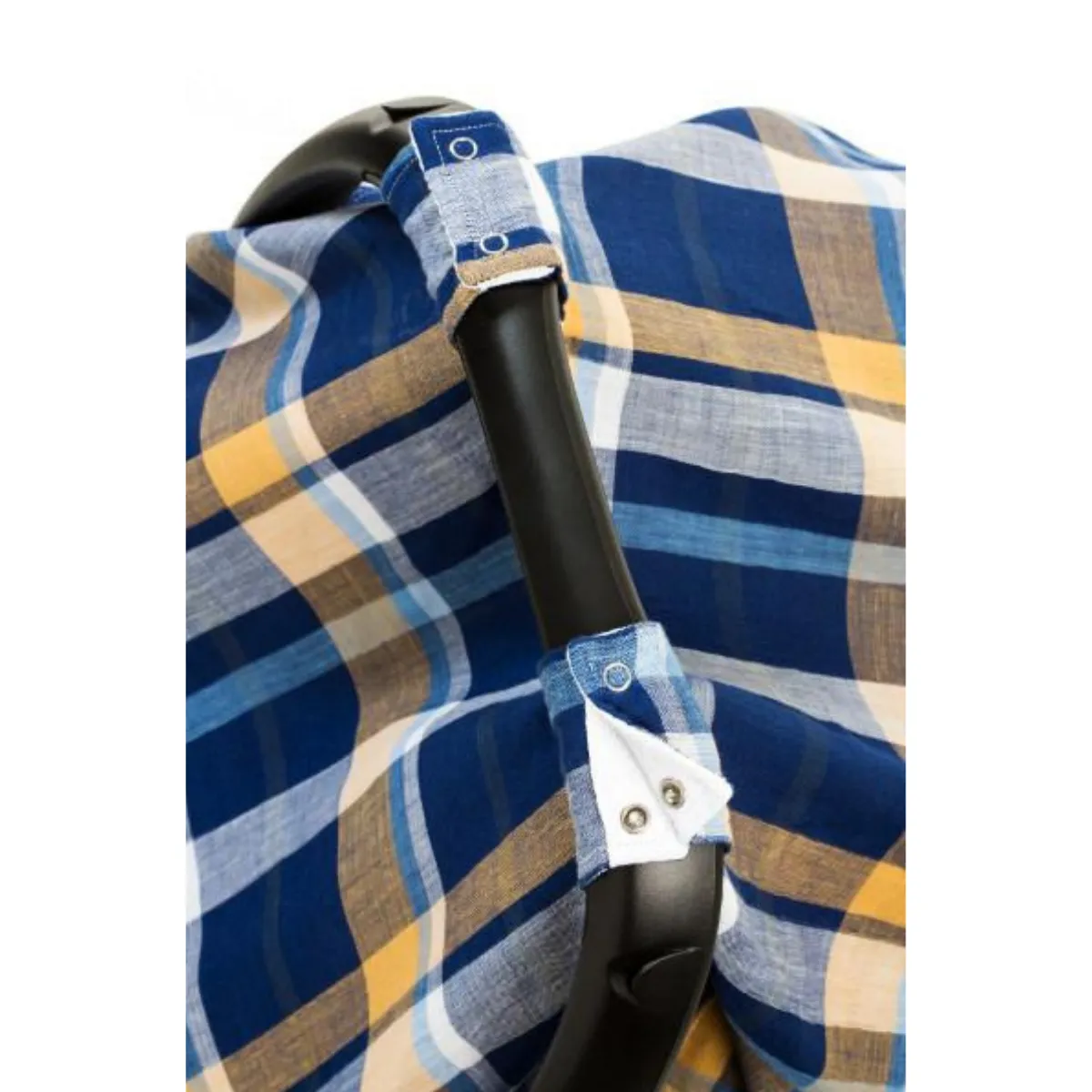 Car seat cover - Navy and Gold Tartan