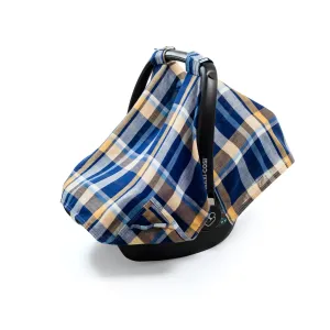 Car seat cover - Navy and Gold Tartan