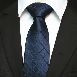 Celino Men's Neck Tie Premium European Made with Gift Box[Solid Blue Check]