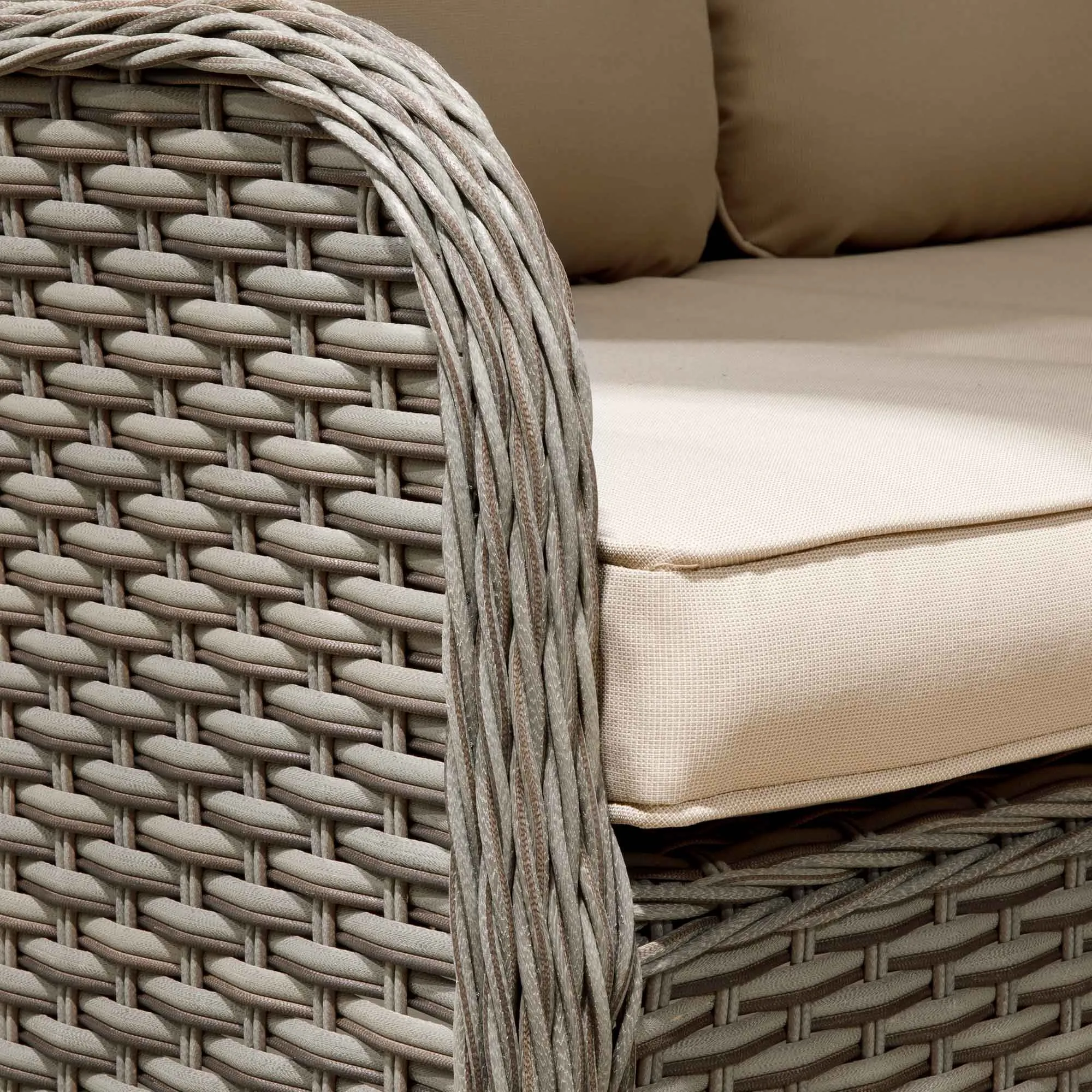Chester Outdoor Rattan Wicker Corner Sofa & Adjustable Table Set, Brown - DG89