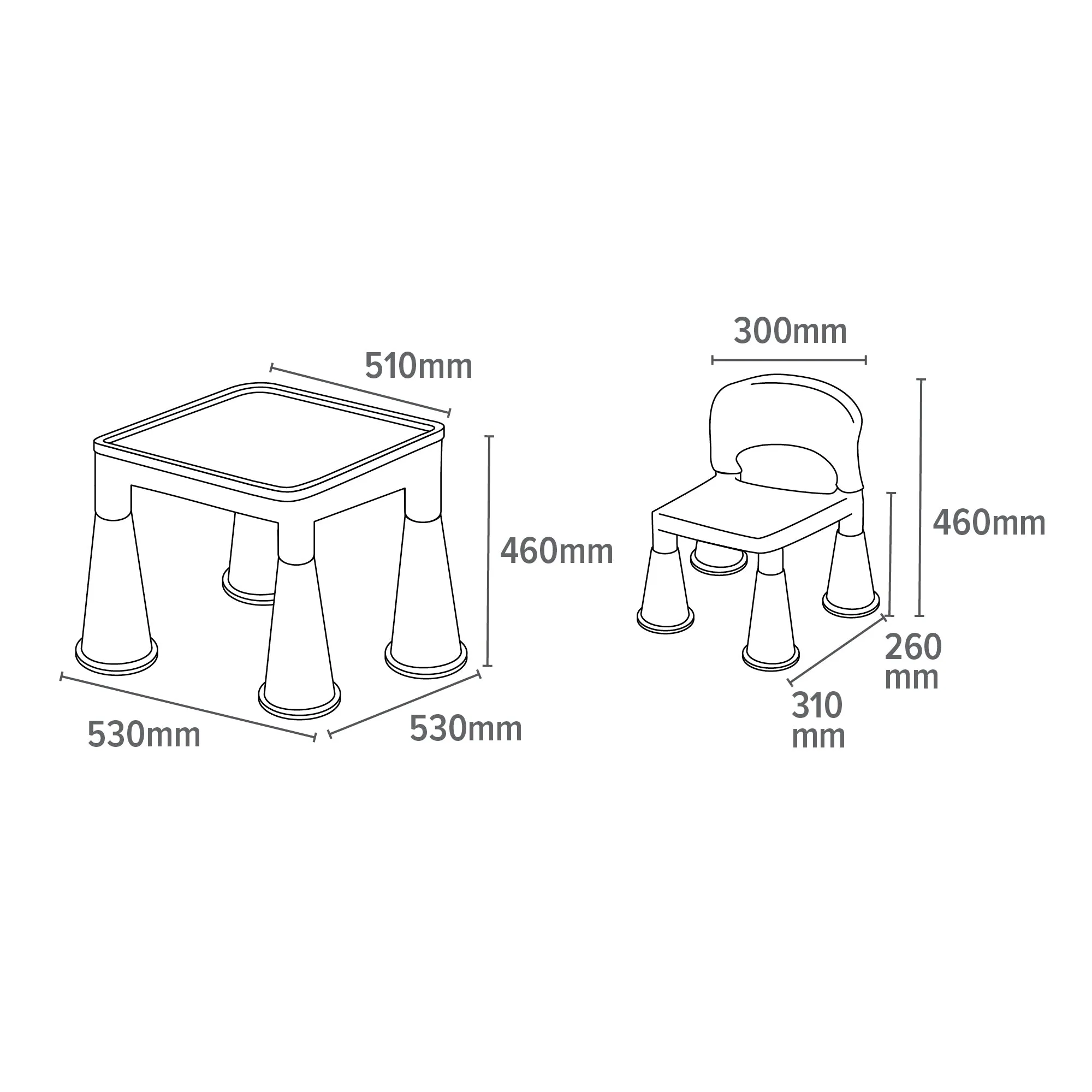 Chunky & Funky Plastic Kid's | Children's Activity Table & 2 Chair Set | Blue