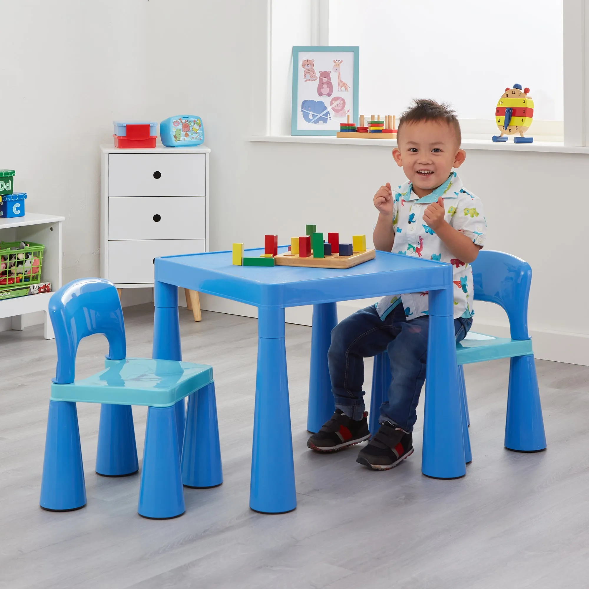 Chunky & Funky Plastic Kid's | Children's Activity Table & 2 Chair Set | Blue