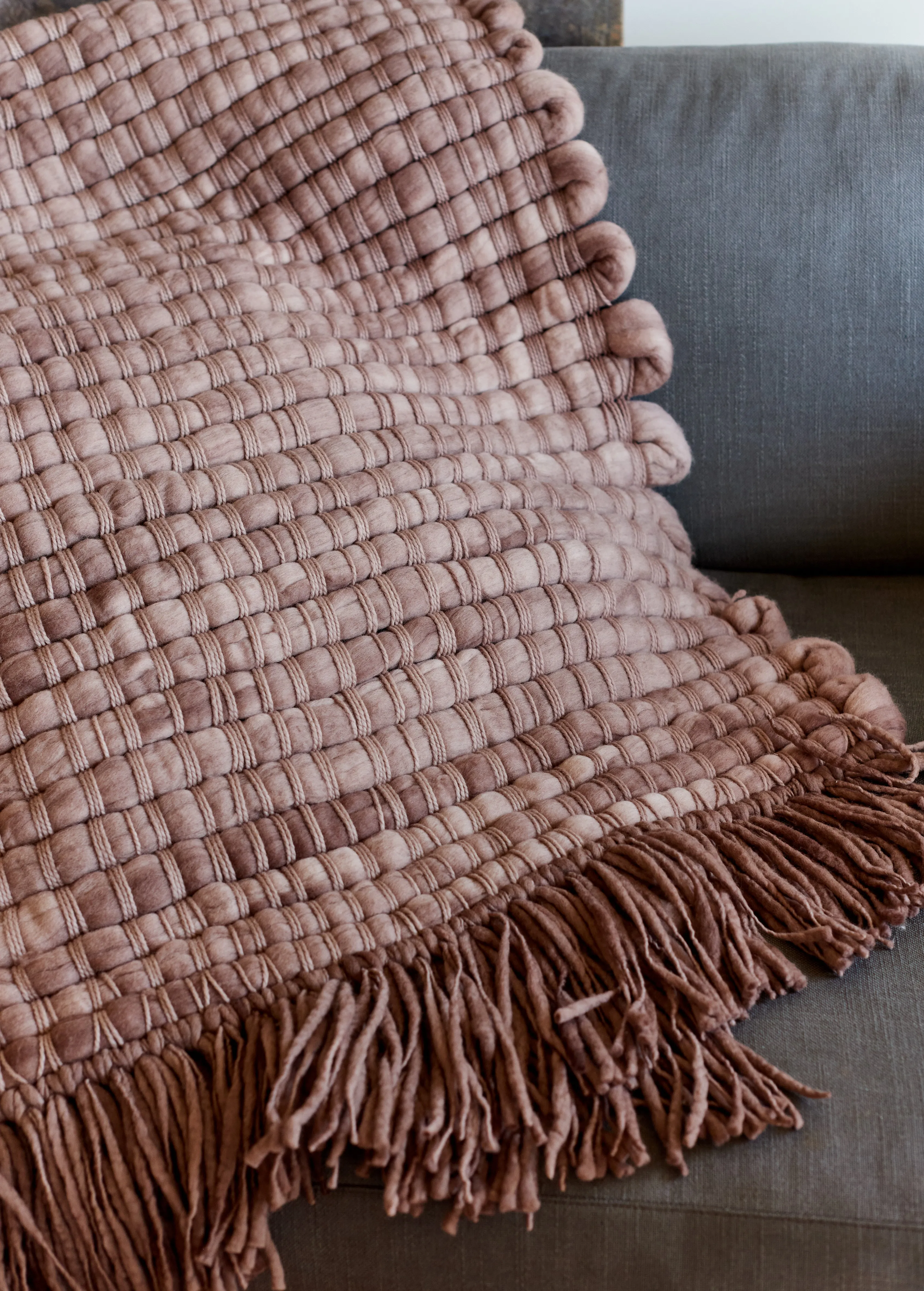 Chunky Bed Cover in Taupe Merino Wool Osmio 39x76