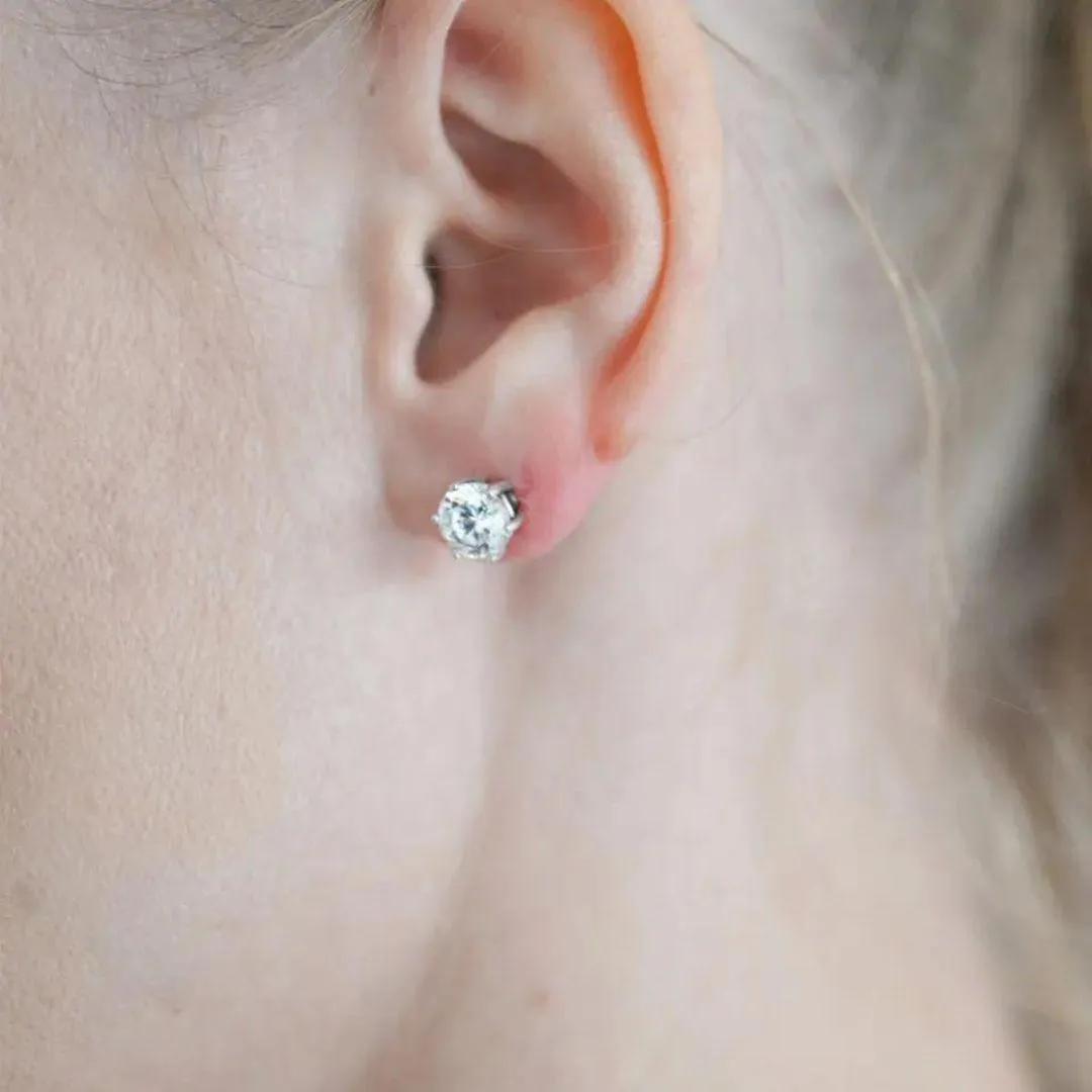 Clear Cubic Zirconia Hypoallergenic Stud Earrings
