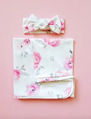 Coco Floral Swaddle Blanket And Headband Set