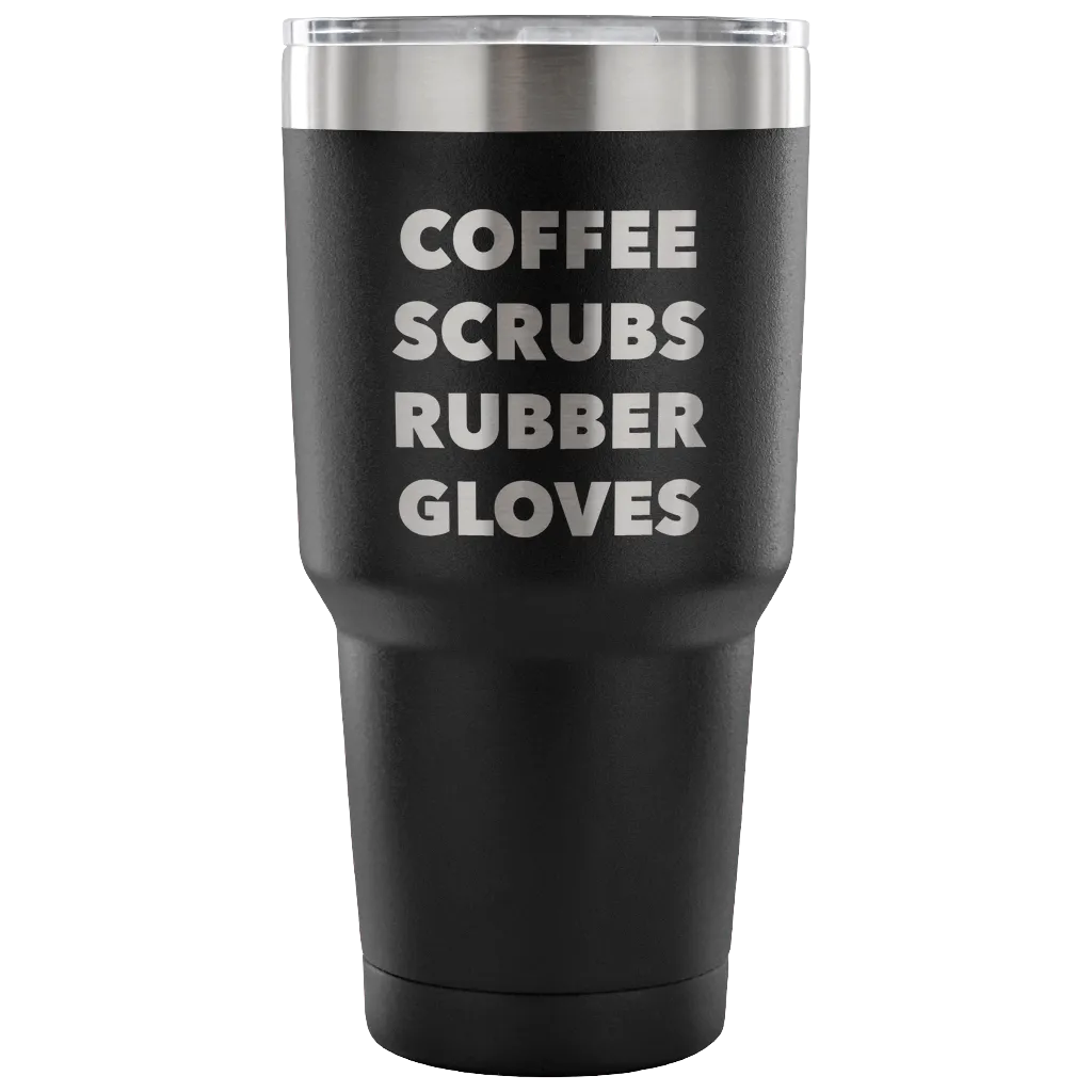 Coffee Scrubs Rubber Gloves Metal Mug Double Wall Vacuum Insulated Hot & Cold Travel Cup 30oz BPA Free