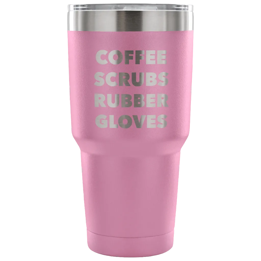 Coffee Scrubs Rubber Gloves Metal Mug Double Wall Vacuum Insulated Hot & Cold Travel Cup 30oz BPA Free