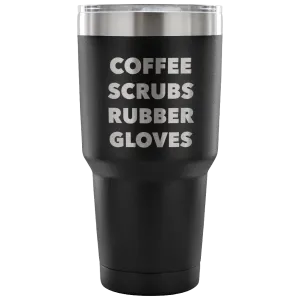 Coffee Scrubs Rubber Gloves Metal Mug Double Wall Vacuum Insulated Hot & Cold Travel Cup 30oz BPA Free