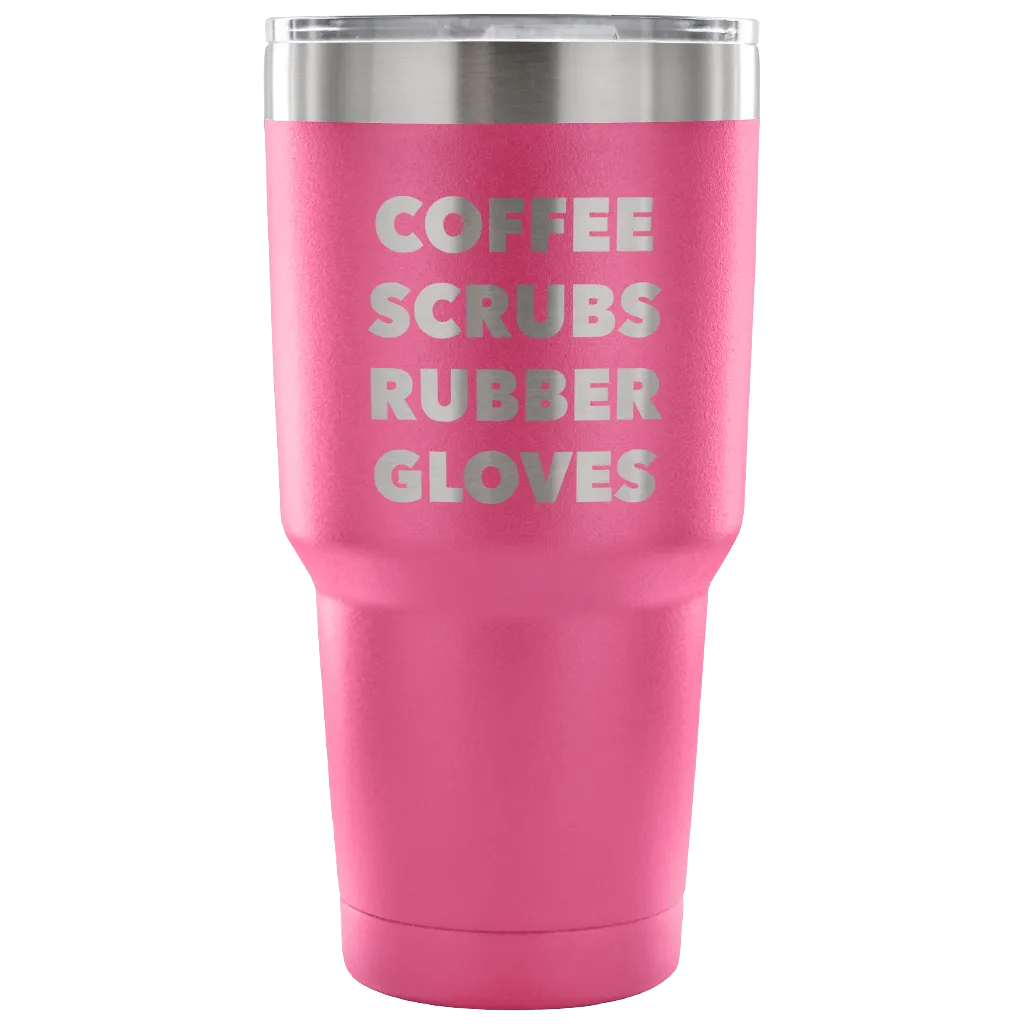 Coffee Scrubs Rubber Gloves Metal Mug Double Wall Vacuum Insulated Hot & Cold Travel Cup 30oz BPA Free